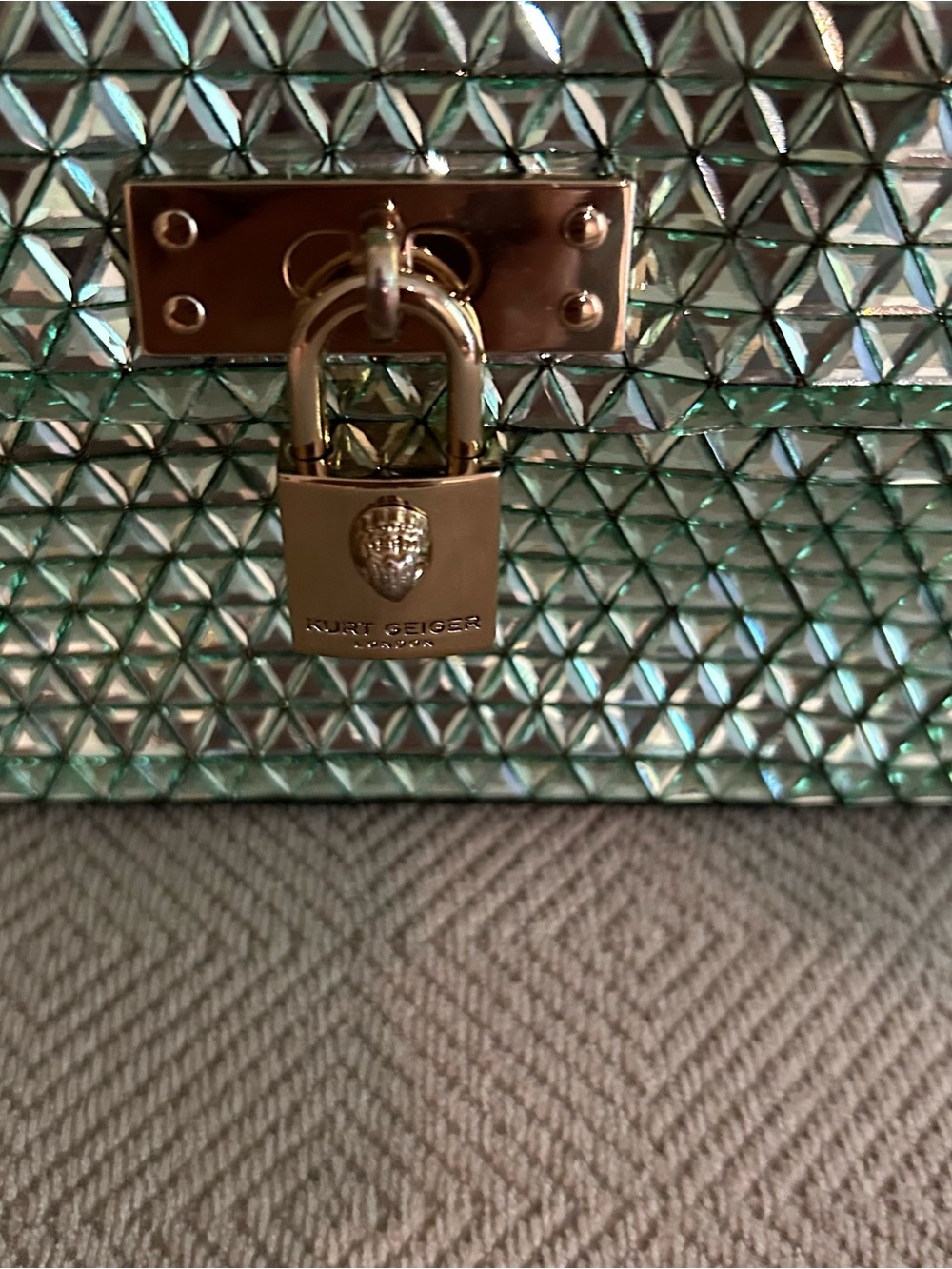 Kurt Geiger London Brixton mini crystal crossbody bag in green - Picture 3 of 11